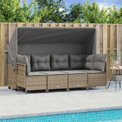 Salon de jardin avec coussins 5 pcs beige résine tressée alsavelo