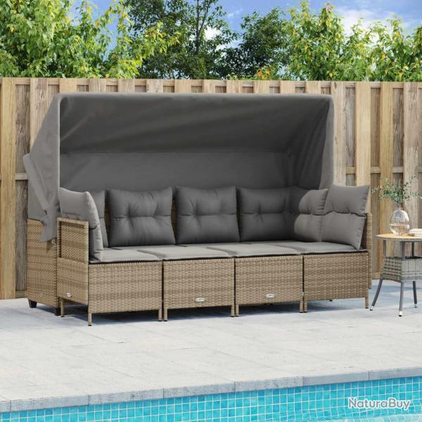 Salon de jardin avec coussins 5 pcs beige rsine tresse alsavelo