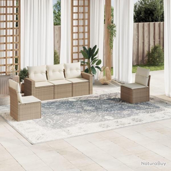 Salon de jardin avec coussins 5 pcs beige rsine tresse alsavelo