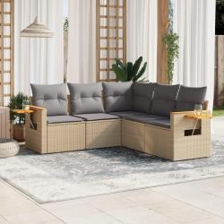 Salon de jardin avec coussins 5 pcs beige résine tressée alsavelo