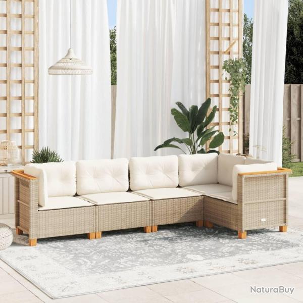 Salon de jardin avec coussins 5 pcs beige rsine tresse alsavelo
