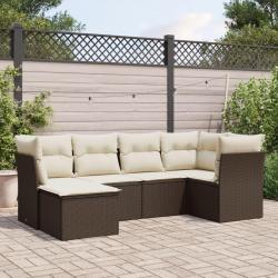 Salon de jardin avec coussins 6 pcs marron résine tressée alsavelo