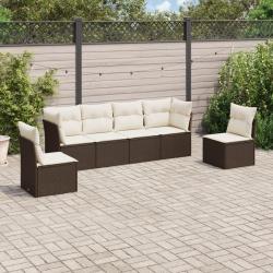 Salon de jardin avec coussins 6 pcs marron résine tressée alsavelo