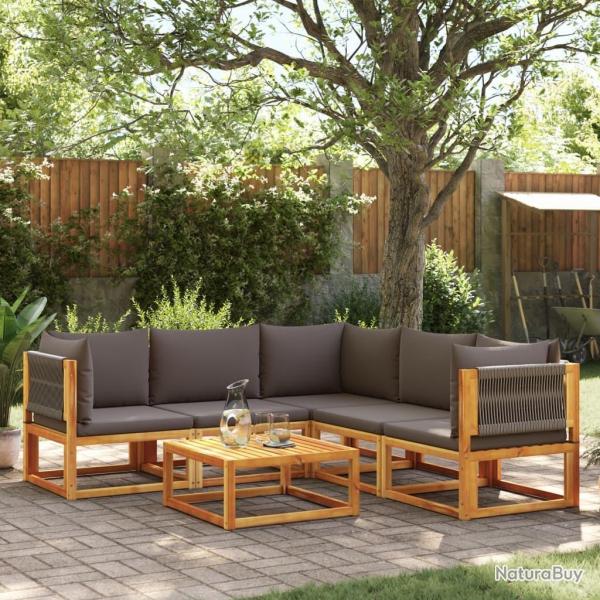 Salon de jardin avec coussins 6 pcs bois d'acacia solide alsavelo