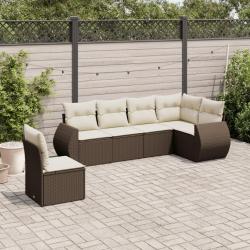 Salon de jardin avec coussins 6 pcs marron résine tressée alsavelo