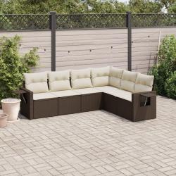 Salon de jardin avec coussins 6 pcs marron résine tressée alsavelo