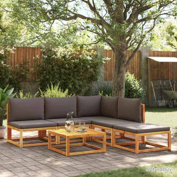 Salon de jardin avec coussins 6 pcs bois d'acacia solide alsavelo