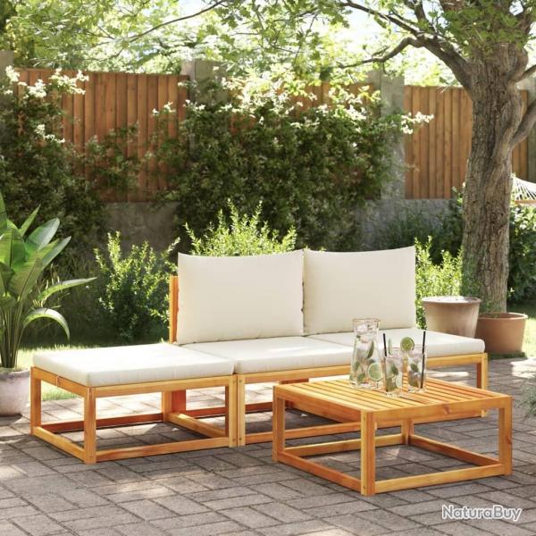 Salon de jardin avec coussins 4 pcs bois d'acacia massif alsavelo