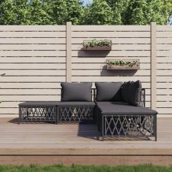 Salon de jardin avec coussins 5 pcs anthracite acier