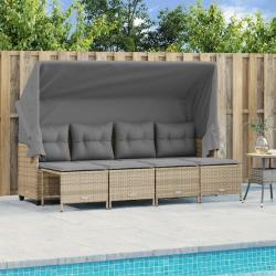 Salon de jardin avec coussins 5 pcs beige résine tressée alsavelo