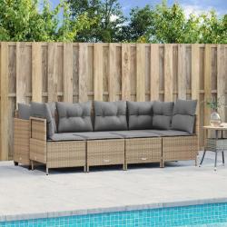 Salon de jardin avec coussins 5 pcs beige résine tressée alsavelo