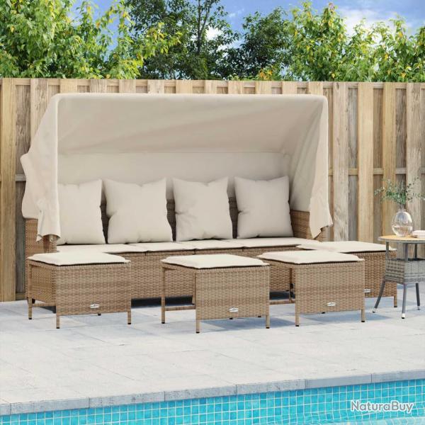 Salon de jardin avec coussins 5 pcs beige rsine tresse alsavelo