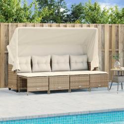 Salon de jardin avec coussins 5 pcs beige résine tressée alsavelo