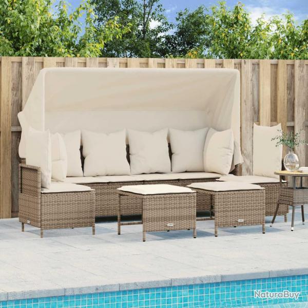 Salon de jardin avec coussins 5 pcs beige rsine tresse alsavelo