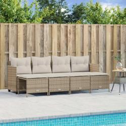Salon de jardin avec coussins 5 pcs beige résine tressée alsavelo
