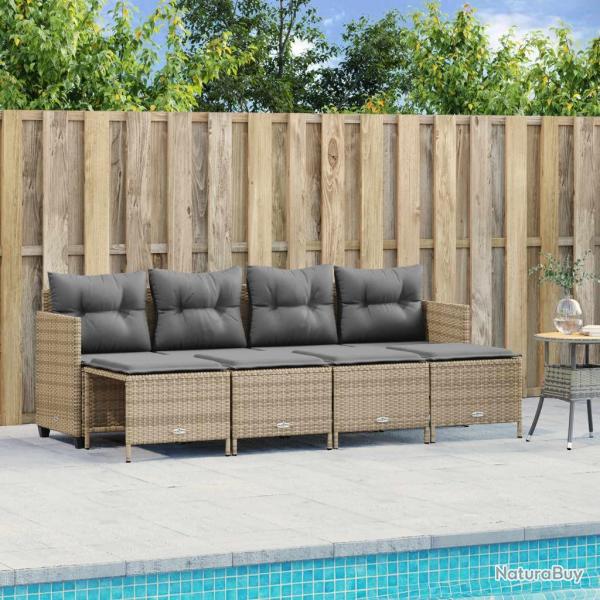 Salon de jardin avec coussins 5 pcs beige rsine tresse alsavelo
