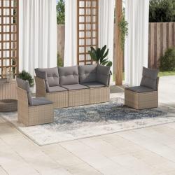 Salon de jardin avec coussins 5 pcs beige résine tressée alsavelo