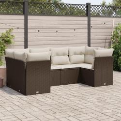 Salon de jardin avec coussins 6 pcs marron résine tressée alsavelo
