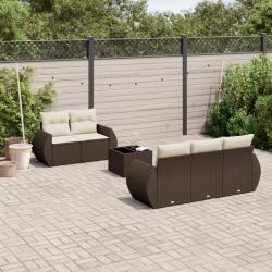 Salon de jardin avec coussins 6 pcs marron résine tressée alsavelo