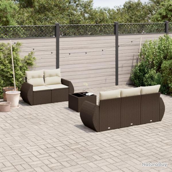 Salon de jardin avec coussins 6 pcs marron rsine tresse alsavelo