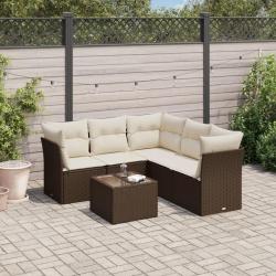 Salon de jardin avec coussins 6 pcs marron résine tressée alsavelo
