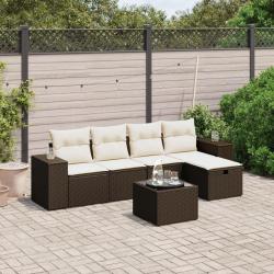 Salon de jardin avec coussins 6 pcs marron résine tressée alsavelo