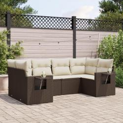 Salon de jardin avec coussins 6 pcs marron résine tressée alsavelo