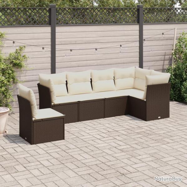 Salon de jardin avec coussins 6 pcs marron rsine tresse alsavelo