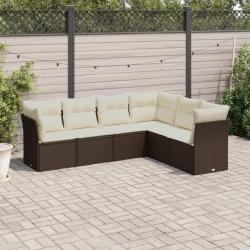 Salon de jardin avec coussins 6 pcs marron résine tressée alsavelo