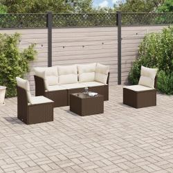 Salon de jardin avec coussins 6 pcs marron résine tressée alsavelo