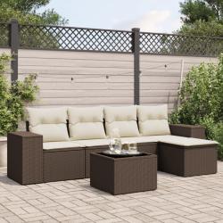 Salon de jardin avec coussins 6 pcs marron résine tressée alsavelo