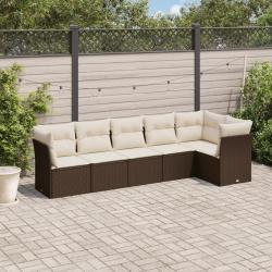 Salon de jardin avec coussins 6 pcs marron résine tressée alsavelo