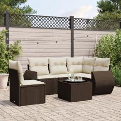 Salon de jardin avec coussins 6 pcs marron résine tressée alsavelo