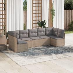Salon de jardin avec coussins 7 pcs beige résine tressée alsavelo