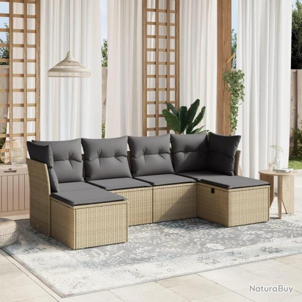 Salon de jardin avec coussins 6pcs mlange beige rsine tresse alsavelo