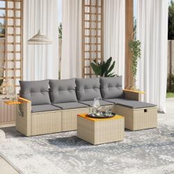 Salon de jardin avec coussins 6pcs mélange beige résine tressée alsavelo