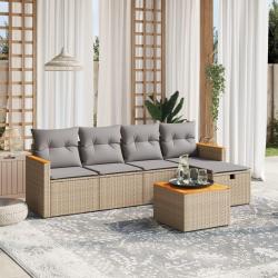 Salon de jardin avec coussins 6pcs mélange beige résine tressée alsavelo