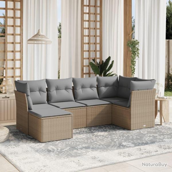 Salon de jardin avec coussins 6pcs mlange beige rsine tresse alsavelo
