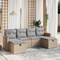 Salon de jardin avec coussins 6pcs mélange beige résine tressée alsavelo