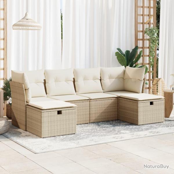 Salon de jardin avec coussins 6 pcs beige rsine tresse alsavelo