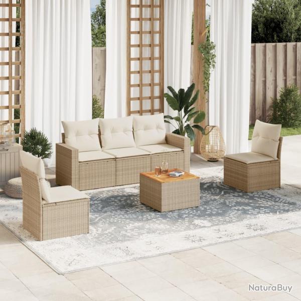 Salon de jardin avec coussins 6 pcs beige rsine tresse alsavelo