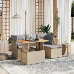 Salon de jardin avec coussins 6 pcs beige résine tressée alsavelo