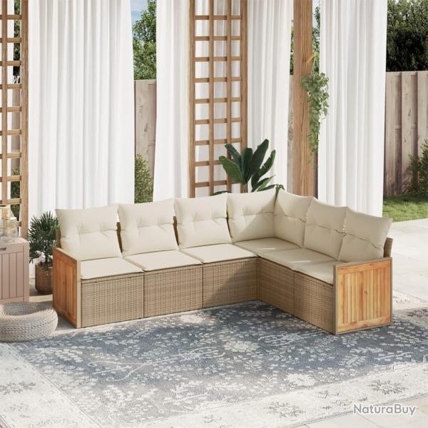 Salon de jardin avec coussins 6 pcs beige rsine tresse alsavelo