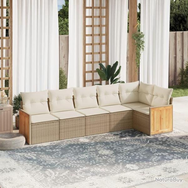 Salon de jardin avec coussins 6 pcs beige rsine tresse alsavelo