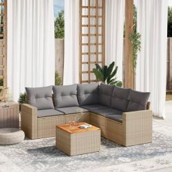 Salon de jardin avec coussins 6 pcs beige résine tressée alsavelo