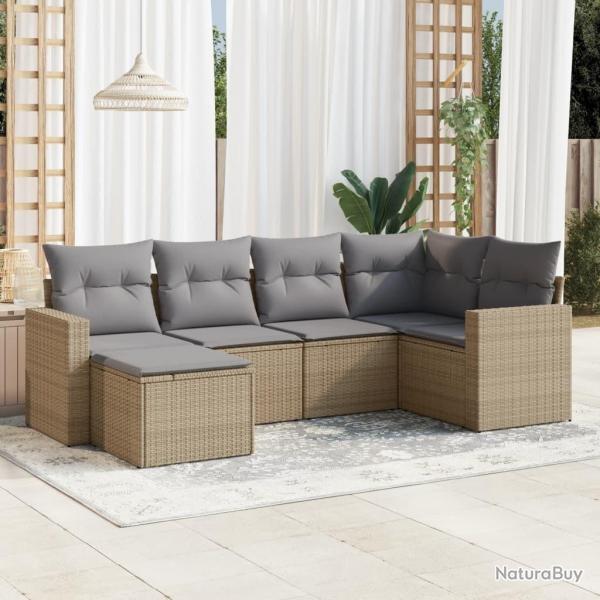 Salon de jardin avec coussins 6 pcs beige rsine tresse alsavelo