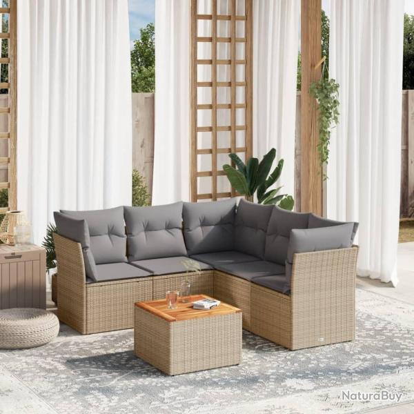Salon de jardin avec coussins 6 pcs beige rsine tresse alsavelo