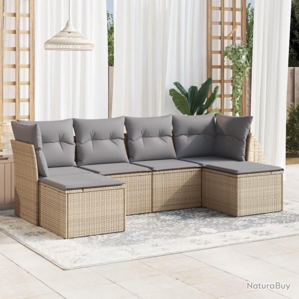 Salon de jardin avec coussins 6 pcs beige rsine tresse alsavelo
