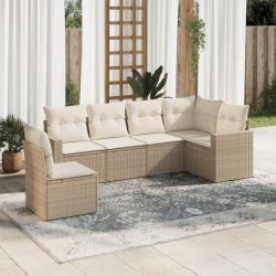 Salon de jardin avec coussins 6 pcs beige résine tressée alsavelo