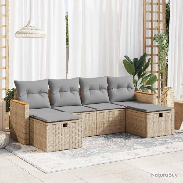 Salon de jardin avec coussins 6 pcs beige rsine tresse alsavelo
